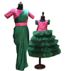 Mom and Daughter Matching Saree and Gown for Baby