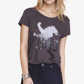 BOXY GRAPHIC TEE - NYC PHOTO LION from EXPRESS