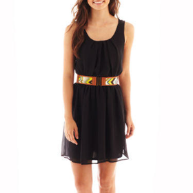 by&by Sleeveless Belted Dress