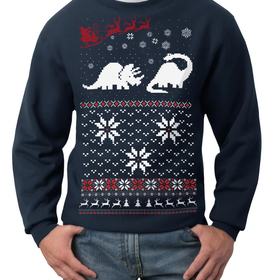 Ugly Christmas sweater Santa Dinosaur pullover by skipnwhistle