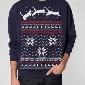 Ugly Christmas sweater Cat jumping in snow by skipnwhistle