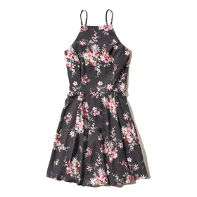 Strappy Floral Skater Dress