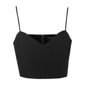 Crepe Sweetheart Crop Top - Black