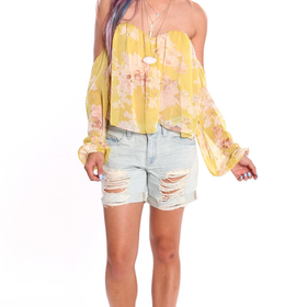 BOHO OFF THE SHOULDER BUSTIER BLOUSE - YELLOW