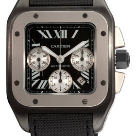 Cartier Men's W2020005 Santos 100 Chronograph Black Dial Watch: Watches: Amazon.com