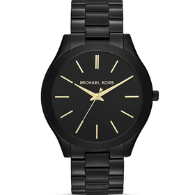 Michael Kors Mid-Size Black Slim Runway Three-Hand Watch, 42mm