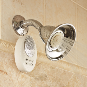 The Wireless Shower Speakerphone - Hammacher Schlemmer