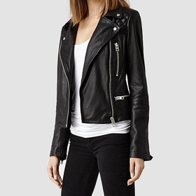 Womens Bleeker Leather Biker Jacket (Black) | ALLSAINTS.com