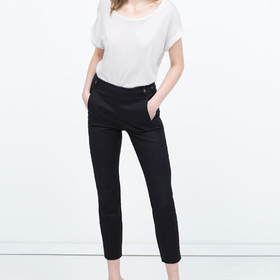 Double fabric press-stud waist trousers