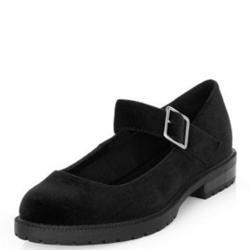 Black Cleated Sole Mary Jane Shoes