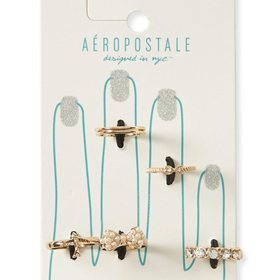 Aeropostale Rhinestone Bow Ring 6-Pack