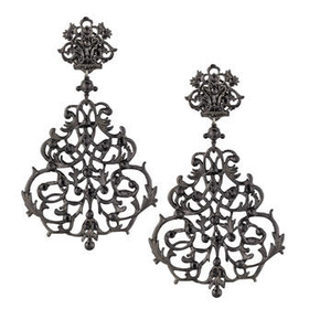 Jose & Maria Barrera Lace Scroll Chandelier Earrings