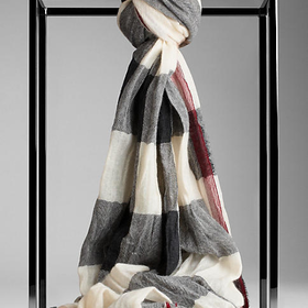 Check Crinkled Cashmere Scarf