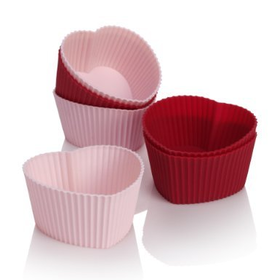 6 Silicone Heart Cup Cake Cases