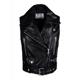 Acne Studios Selby Sleeveless Leather Moto Jacket - Black Leather Vest - ShopBAZAAR