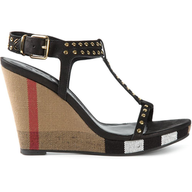 Burberry Studded Check Wedge Sandals - Stefania Mode - Farfetch.com