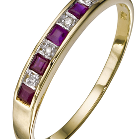 9 Carat Yellow Gold Ruby and Diamond Eternity Ring