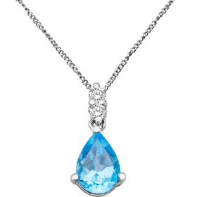 0.06 Carat SI Diamond with Blue Topaz Pendant Necklace in 9ct White Gold