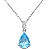 0.06 Carat SI Diamond with Blue Topaz Pendant Necklace in 9ct White Gold