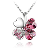 Fashion New Exquisite Elegant Crystal Lucky Clover Heart Pendant Necklace HOT