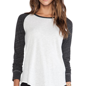 EVER Bi-Color Raglan Tee in Charcoal