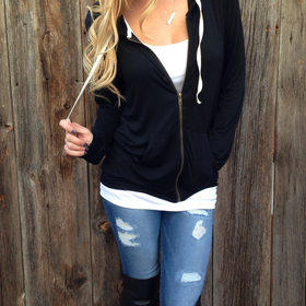 Jersey Knit Zip-Up Hoodie