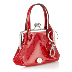 Designer red clip frame mock-crocodile coin purse