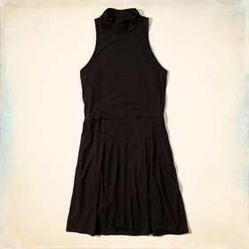 Pleated Mock Neck Dress