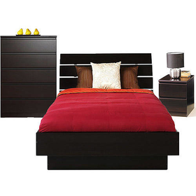 Walmart: Laguna 3-Piece Full Bed, Night Stand and 5-Drawer Chest Set, Lacquered Espresso