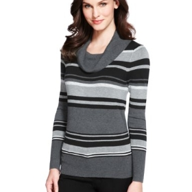M&S Collection Cowl Neck Striped Jumper