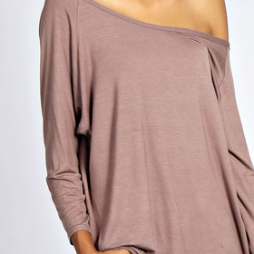 Elsa Raglan Sleeve Off The Shoulder Dip Back Tunic