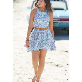 Wild Hibiscus Split Racerback Dress