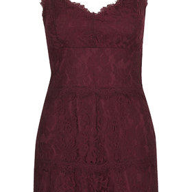 Lace Layered Playsuit - Burgundy