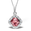 Pink Tourmaline 7mm And Diamond 9K White Gold Pendant