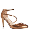 Bronze Asymmetric Strap Almond Toe Shoes